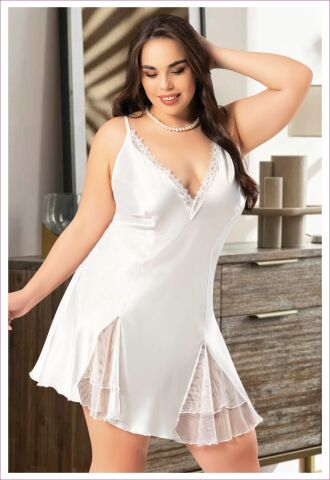 Miss Laris 4034 Battal Beden Bayan Saten Gecelik