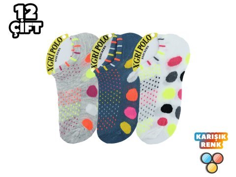 XGRİ POLO 23-11 3'lü Bayan Penye Sneakers 12'li