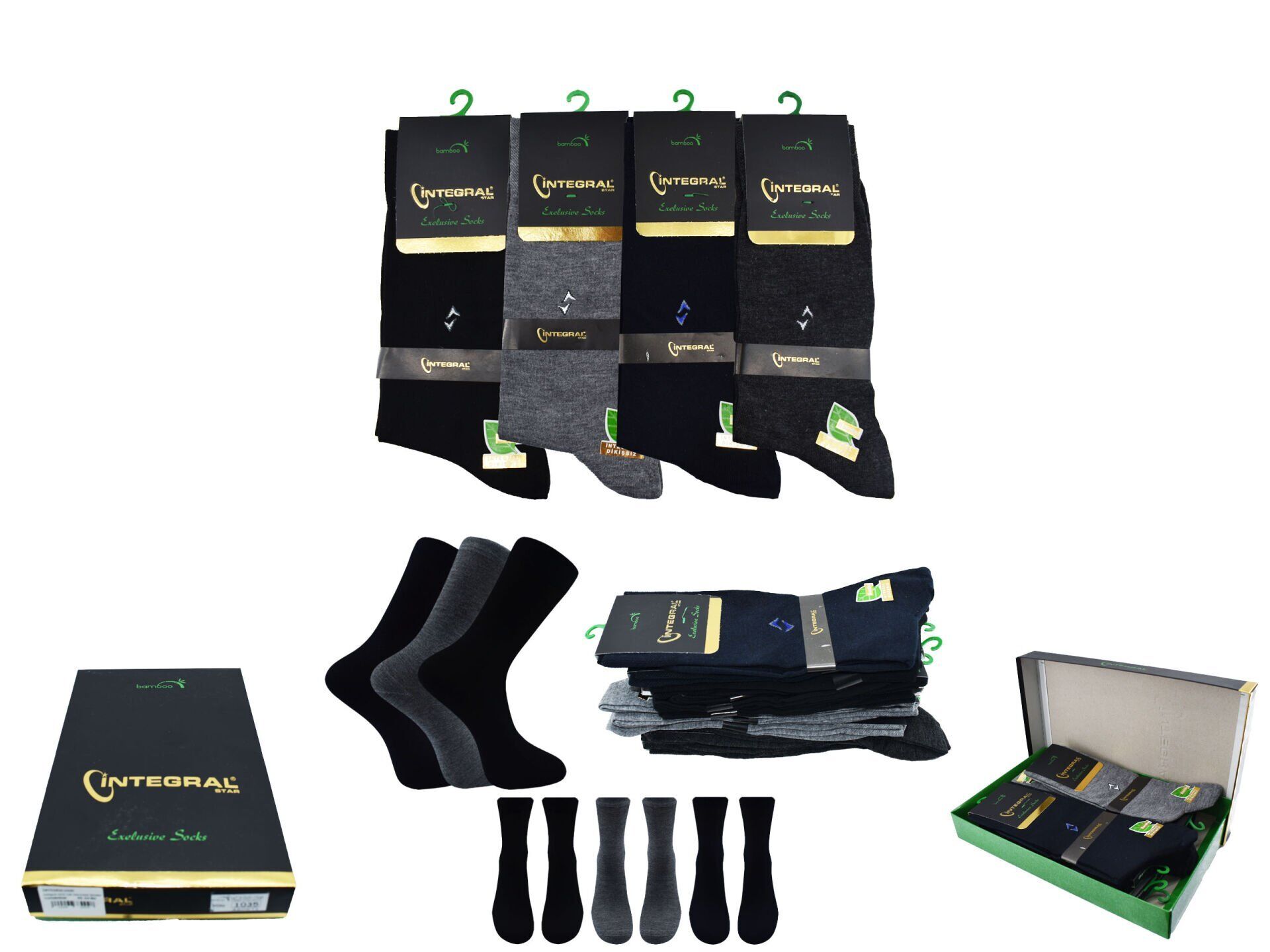 İntegral 1039 (40-44) Erkek Bambu Dikişsiz Mevsimlik Çorap12'li