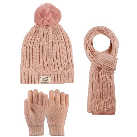 Kitti P-K25180-02 (9-15) Yaş Kız Çocuk Şapka Atkı Eldiven Takım 6'lı