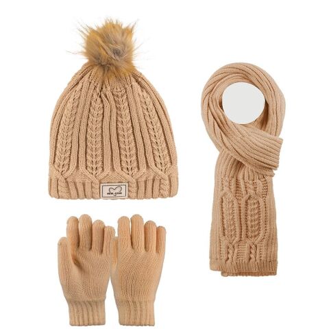 Kitti P-K25180-02 (9-15) Yaş Kız Çocuk Şapka Atkı Eldiven Takım 6'lı