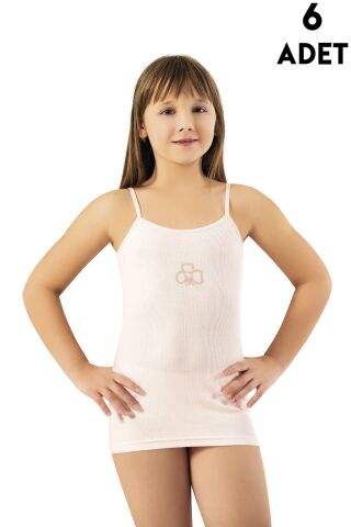 Kota 3650 Kabartma Baskılı Kız Çocuk Atlet 6'lı