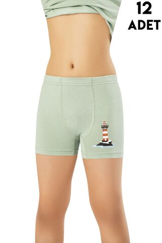 Kota 1027 Erkek Çocuk Baskılı Boxer 12'li
