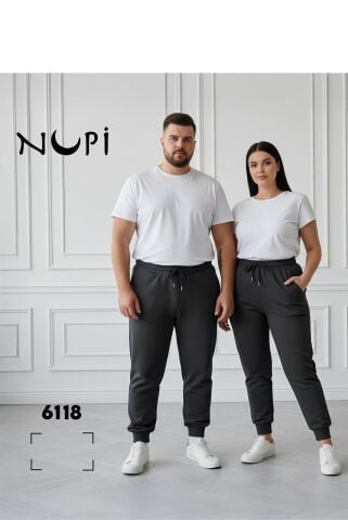 NUPİ 6118 (2XL-3XL-4XL) Manşetli Paça Ünisex Oys Modal Alt 6'lı