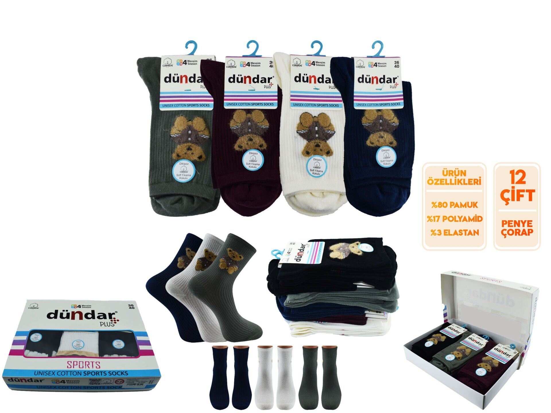 Dündar 4209-26 Dikişsiz Yıkamalı Kokulu Bayan Çorap 12'li