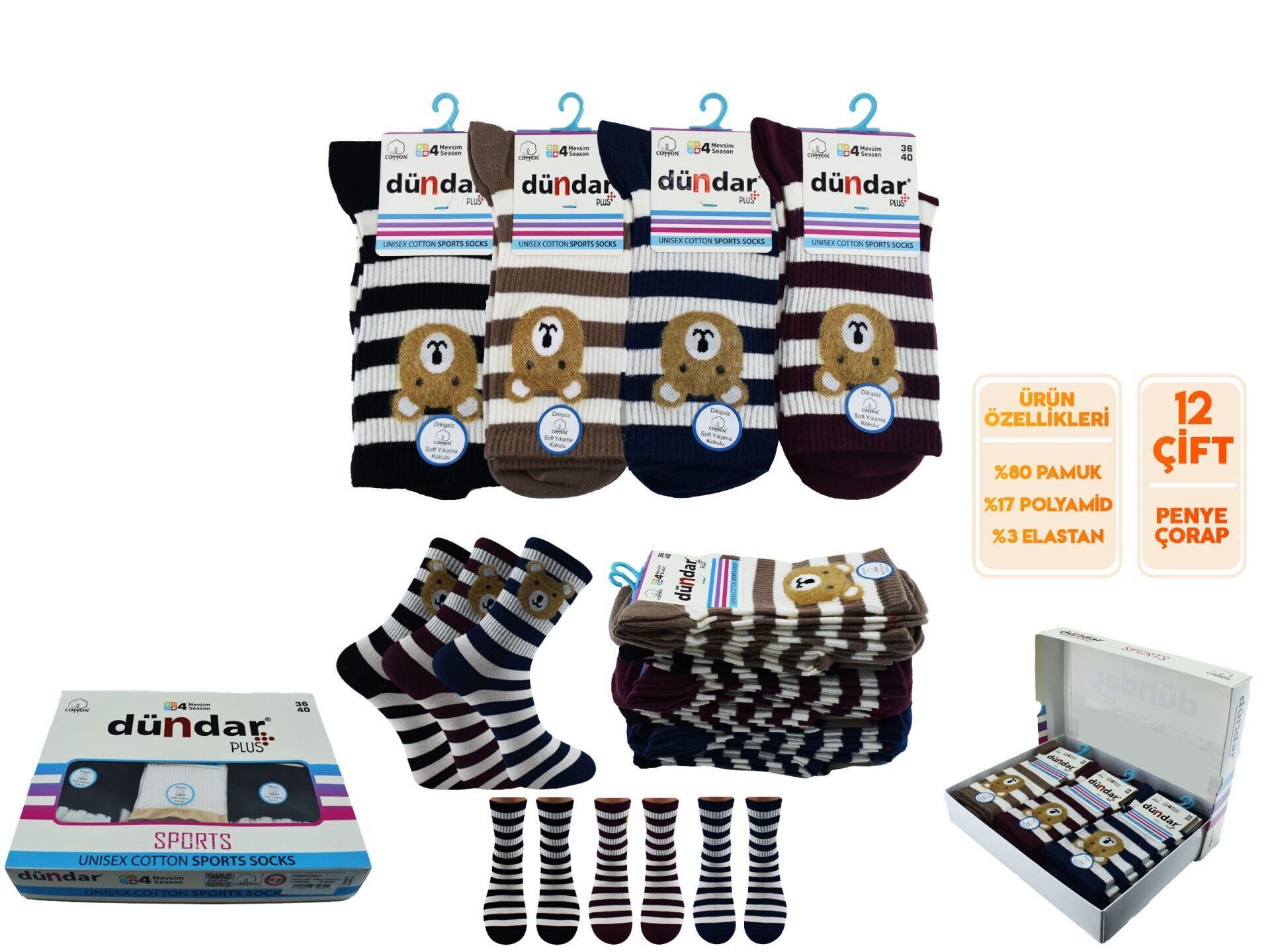 Dündar 4209-24 Dikişsiz Yıkamalı Kokulu Bayan Çorap 12'li