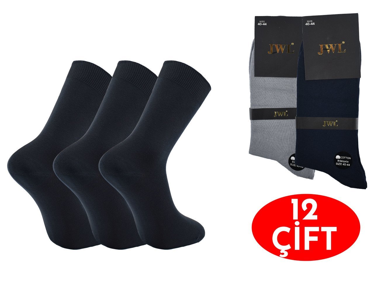 By Jawalli Erkek Dikişsiz Pamuklu Çorap 12'li
