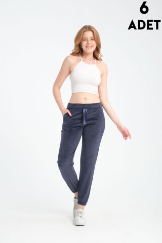 Vogsing 479 Fransız Kadife Cepli Lastikli Paça Bayan Tek Alt 6'lı