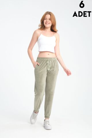 Vogsing 479 Fransız Kadife Cepli Lastikli Paça Bayan Tek Alt 6'lı
