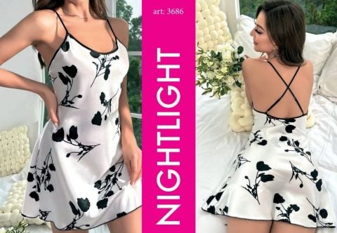 NIGHTLIGHT 3686 Erotik Saten Gecelik
