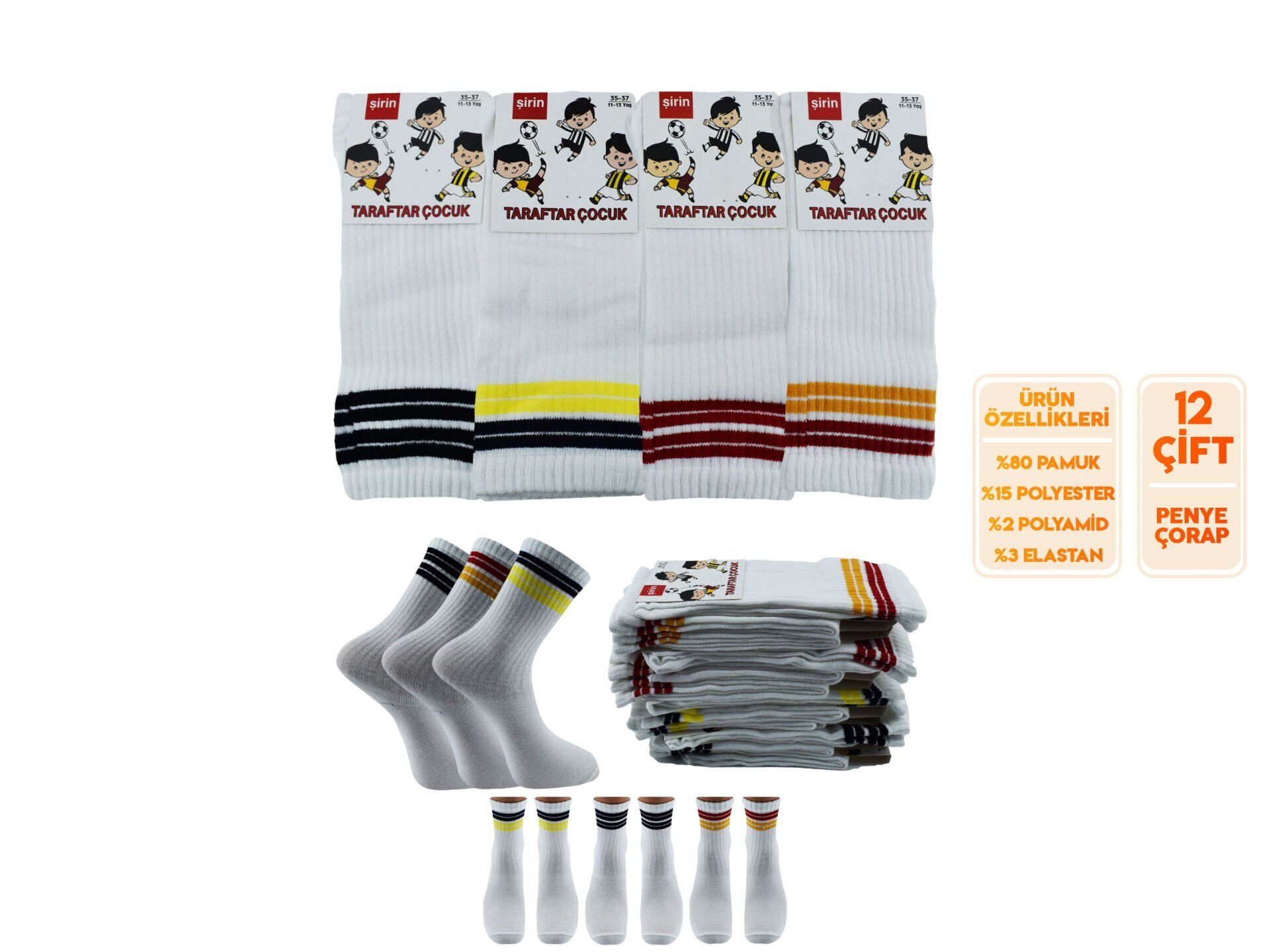 Şirin 380 Taraftar Çocuk Soket Çorap 12'li