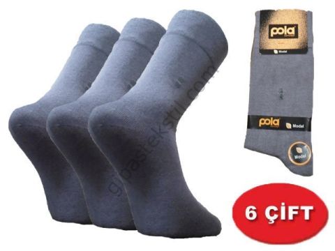 POLA ERKEK ÜZÜN MODEL DİKİŞSİZ MODAL ÇORAP PAKET 6 ADET