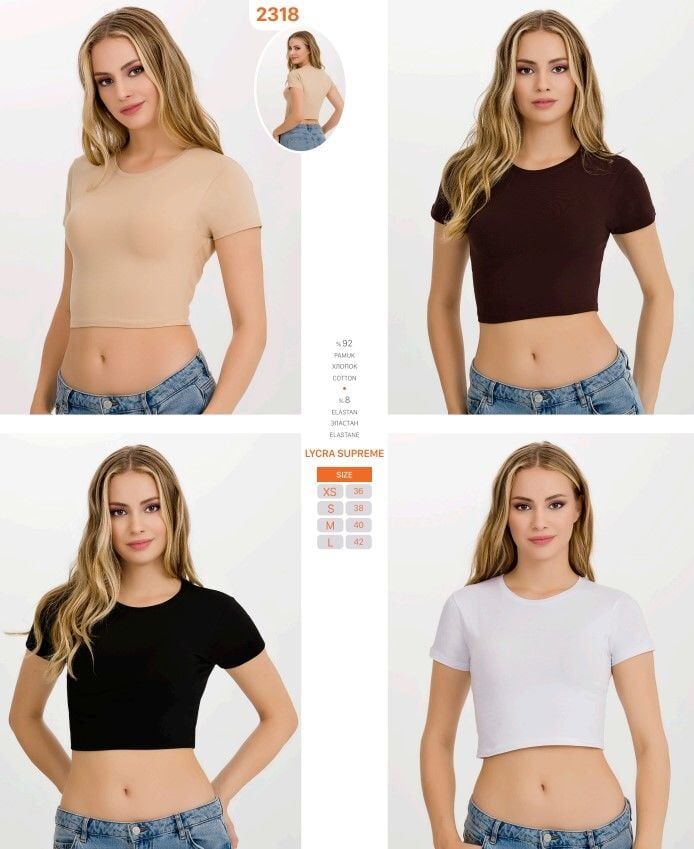 İlke 2318 Bayan Likralı Yarım Kol Crop