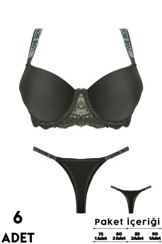 Love Secret 1-3 B Cup Balenli Destekli Taşlı Bayan Sütyen Takım 6'lı