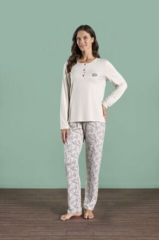 Pijadore 1978 (M-L-XL-XXL) Uzun Kollu Bayan Pijama Takım 4'lü