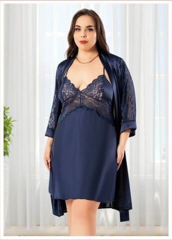 Miss Laris 6009 Battal Beden Bayan İkili Saten Takım