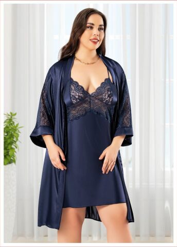 Miss Laris 6009 Battal Beden Bayan İkili Saten Takım