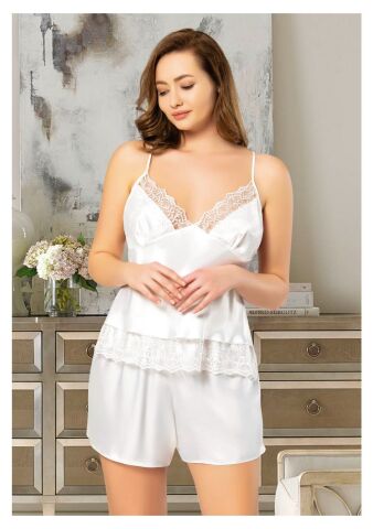 Miss Laris 4223 Battal Beden Bayan Saten Şortlu Takım