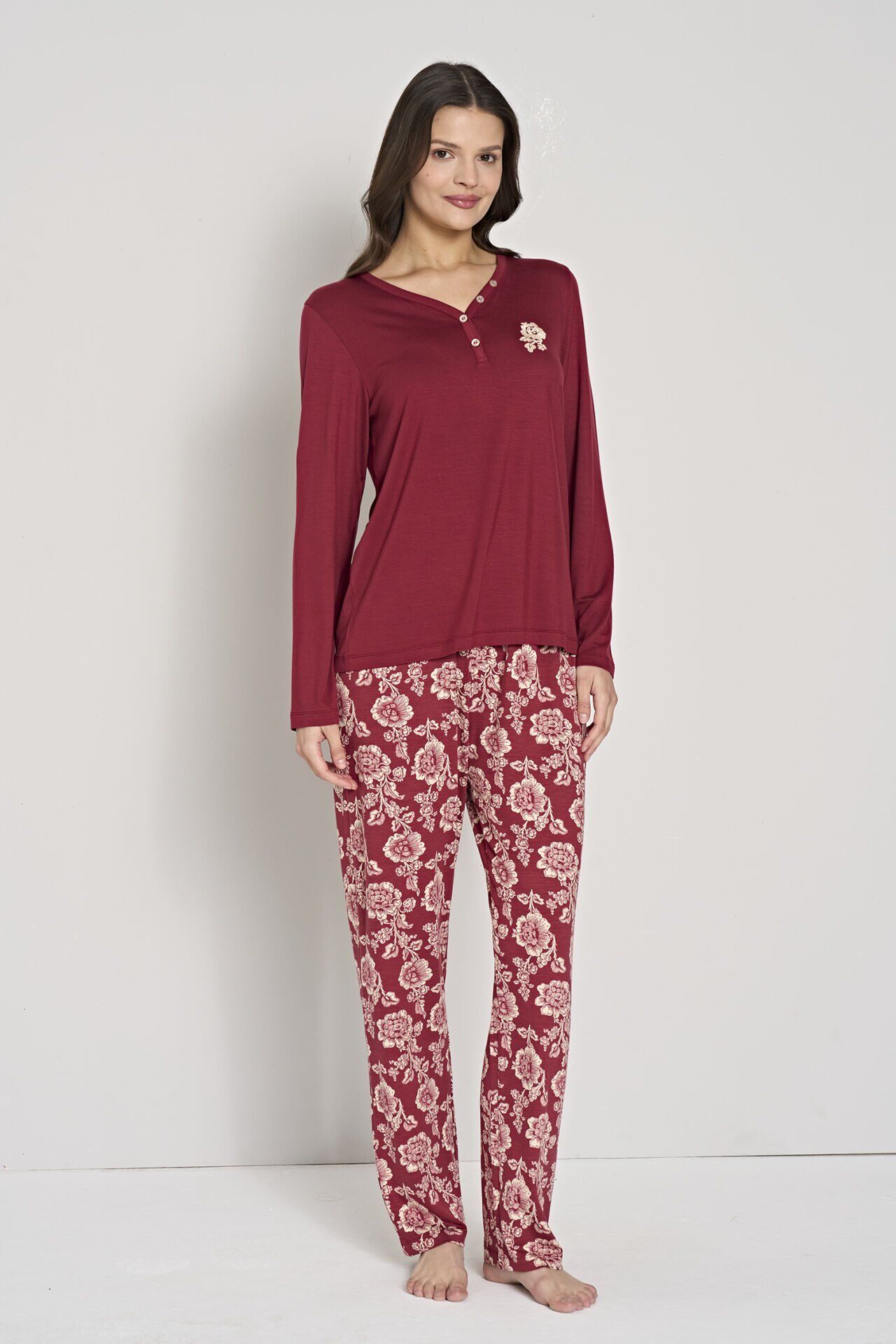 Pijadore 1904 (M-L-XL-XXL) Uzun Kollu Bayan Pijama Takım 4'lü