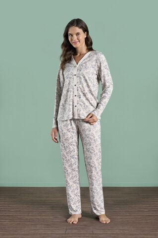 Pijadore 1977 (M-L-XL-XXL) Uzun Kollu Bayan Pijama Takım 4'lü