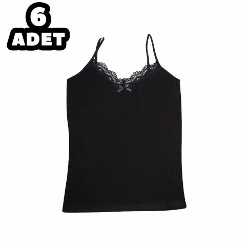 Kota 6037 Bayan İp Askılı Dantelli Atlet 6'lı