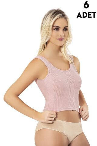 Kota 6808 Çizgi Raporlu Penye Kaşkorse Pedli Bayan Crop 6'lı