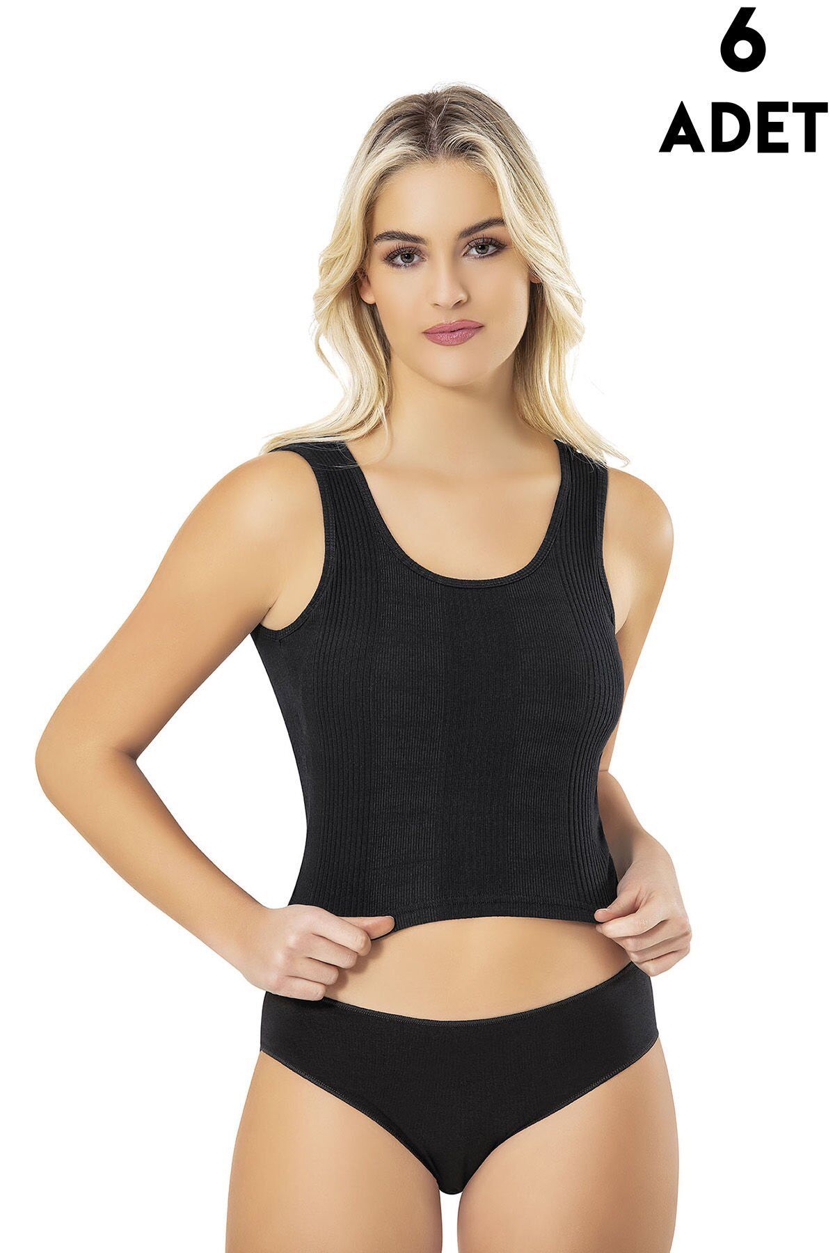 Kota 6808 Çizgi Raporlu Penye Kaşkorse Pedli Bayan Crop 6'lı