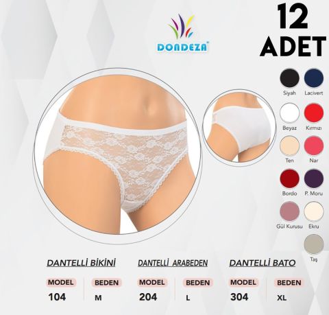 Dondeza 304 Dantelli Bayan Bato 12'li