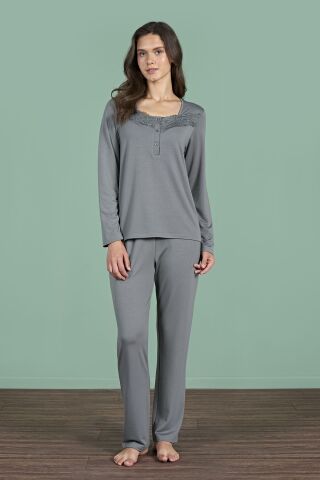 Pijadore 1966 (M-L-XL-XXL) Uzun Kollu Bayan Pijama Takım 4'lü