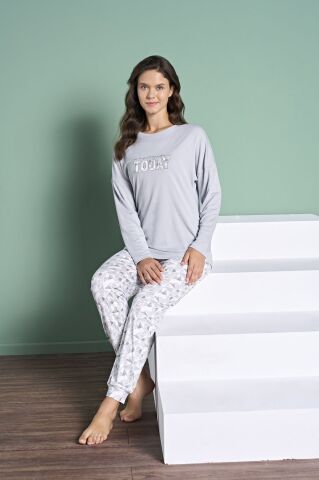 Pijadore 1985 (M-L-XL-XXL) Uzun Kollu Bayan Pijama Takım 4'lü