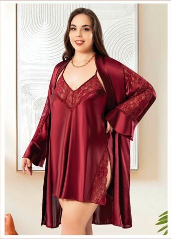 Miss Laris 6010 Battal Beden Bayan İkili Saten Takım