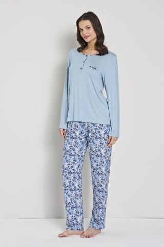 Pijadore 1910 (M-L-XL-XXL) Uzun Kollu Bayan Pijama Takım 4'lü