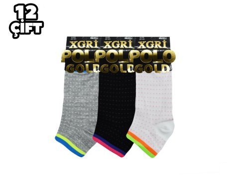 XGRİ POLO 7-37 3'lü Bayan Penye Patik 12'li