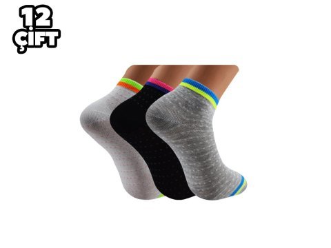 XGRİ POLO 7-37 3'lü Bayan Penye Patik 12'li