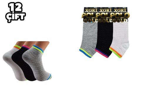 XGRİ POLO 7-37 3'lü Bayan Penye Patik 12'li