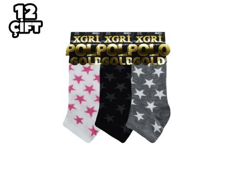 XGRİ POLO 7-38 3'lü Bayan Penye Patik 12'li