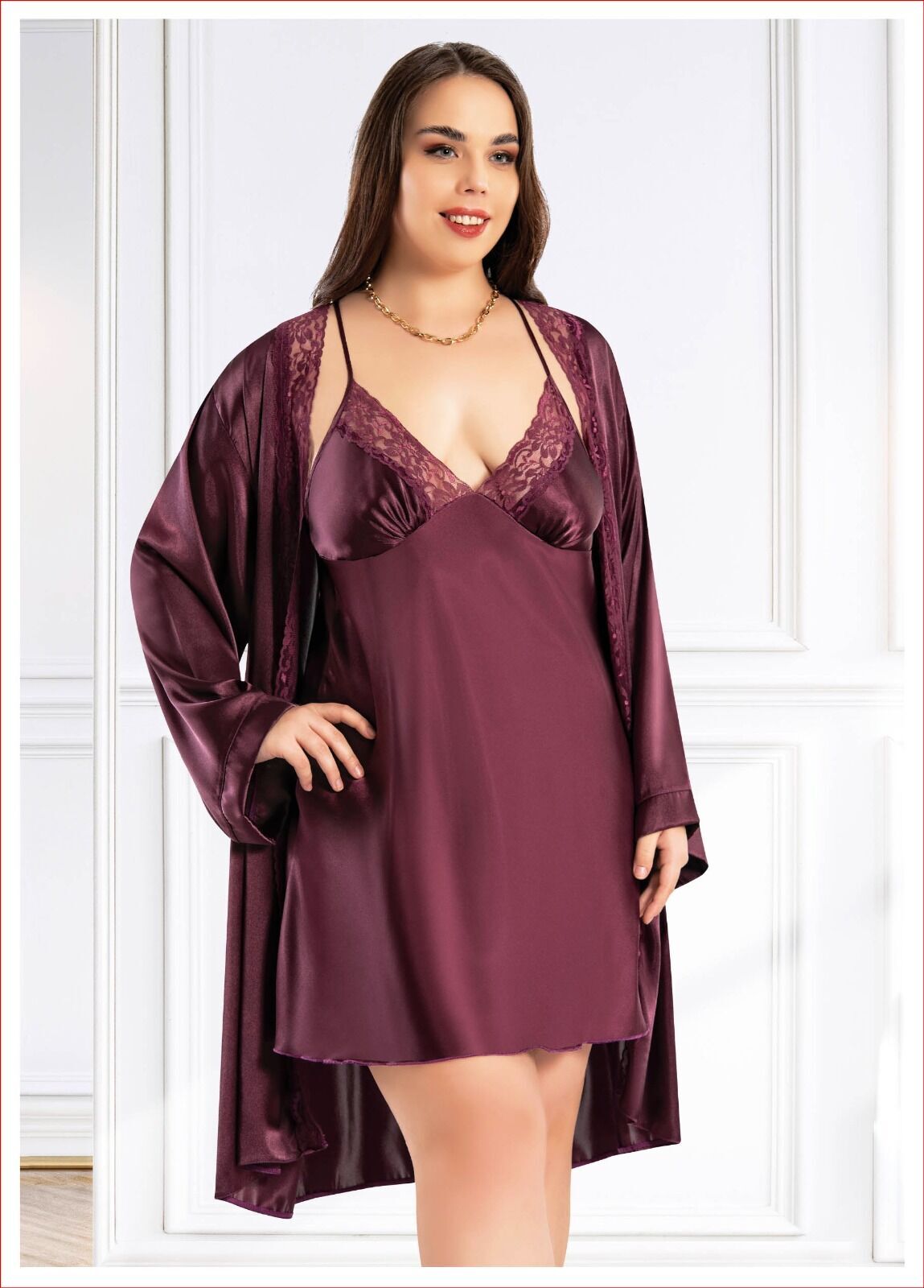 Miss Laris 6013 Battal Beden Bayan İkili Saten Takım