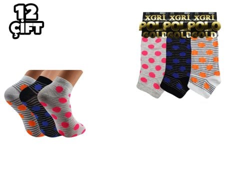 XGRİ POLO 7-40 3'lü Bayan Penye Patik 12'li