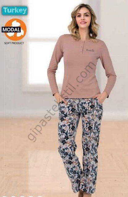 Berland 3078 Bayan Modal Uzun Kol Pijama Takımı