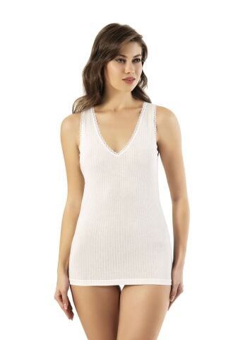 Kota 6658 Viskon Raporlu Kaşkorse Dantel Detaylı Bayan Atlet 6'lı