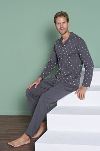 Pijadore 1928 (M-L-XL-XXL) Uzun Kollu Erkek Pijama Takım 4'lü