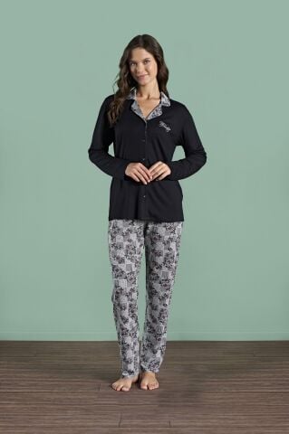 Pijadore 1997 (2XL-3XL-4XL-5XL) Battal Beden Uzun Kollu Bayan Pijama Takım 4'lü