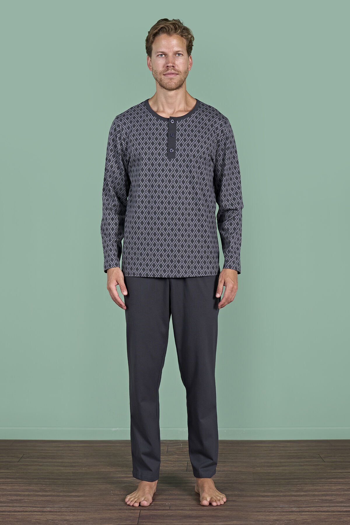 Pijadore 1968 (M-L-XL-XXL) Uzun Kollu Erkek Pijama Takım 4'lü