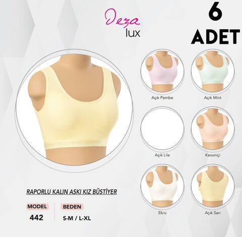 Dondeza 442 Raporlu Kalın Askılı Kız Çocuk Bustiyer 6'lı