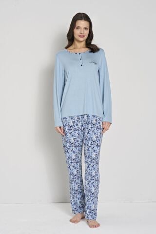 Pijadore 1910 (2XL-3XL-4XL-5XL) Battal Beden Uzun Kollu Bayan Pijama Takım 4'lü