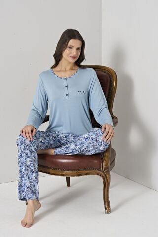 Pijadore 1910 (2XL-3XL-4XL-5XL) Battal Beden Uzun Kollu Bayan Pijama Takım 4'lü