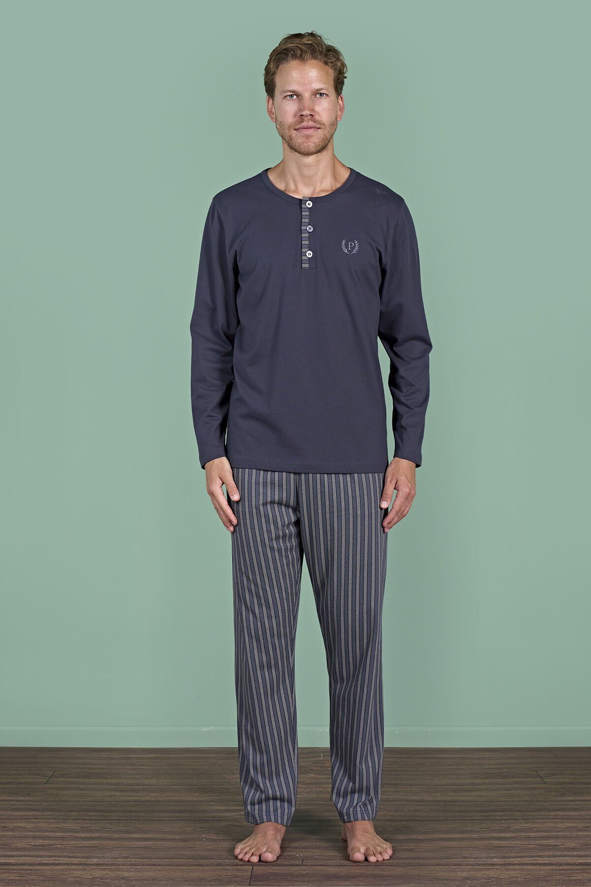 Pijadore 1934 (M-L-XL-XXL) Uzun Kollu Erkek Pijama Takım 4'lü
