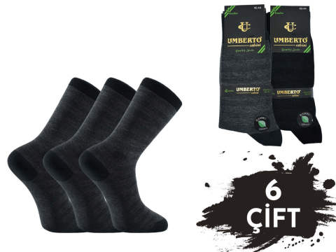 Umberto Dikişsiz Bambu Erkek Likralı Çorap 6'lı