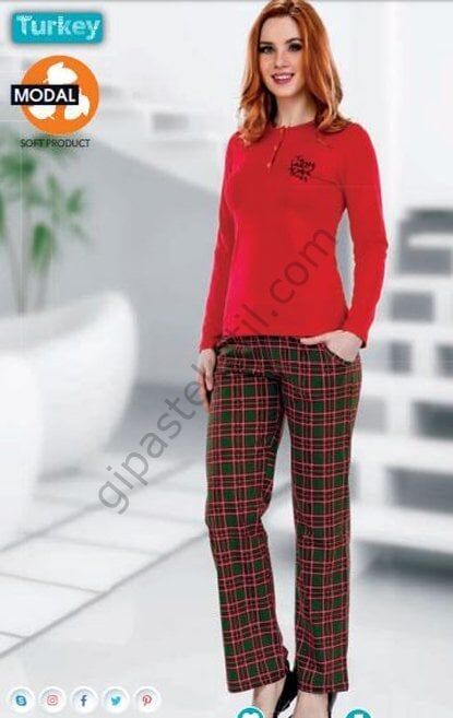 Berland 3075 Bayan Modal Uzun Kol Pijama Takımı