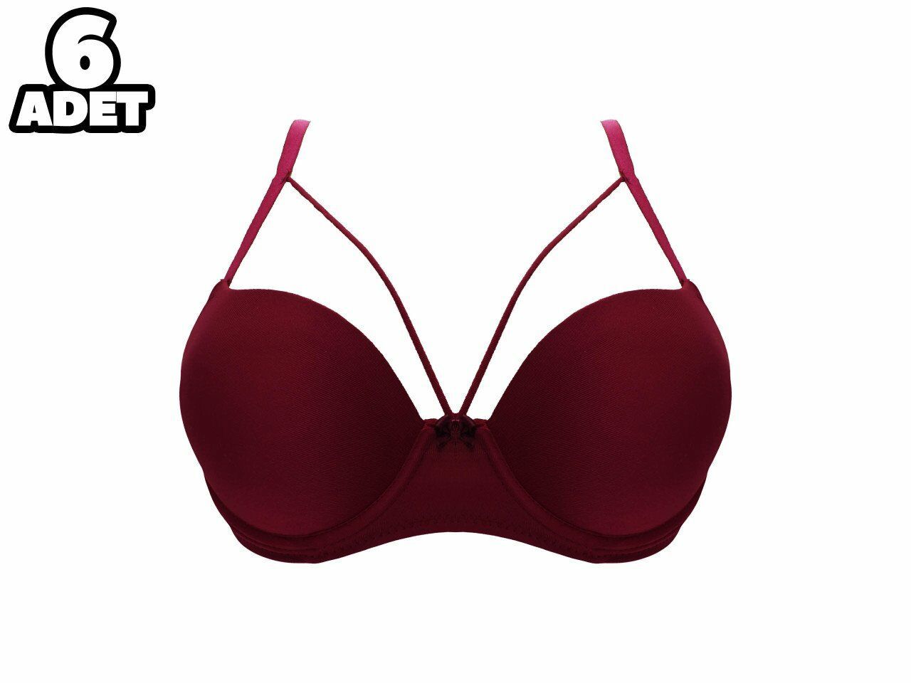 Liza 2010 Bordo Balenli Duble Destekli Sütyen 6'lı